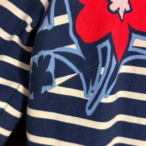 Talbots Striped Casual 3/4 Sleeve Stretch Floral Mini Dress Size: M - Picture 6 of 6